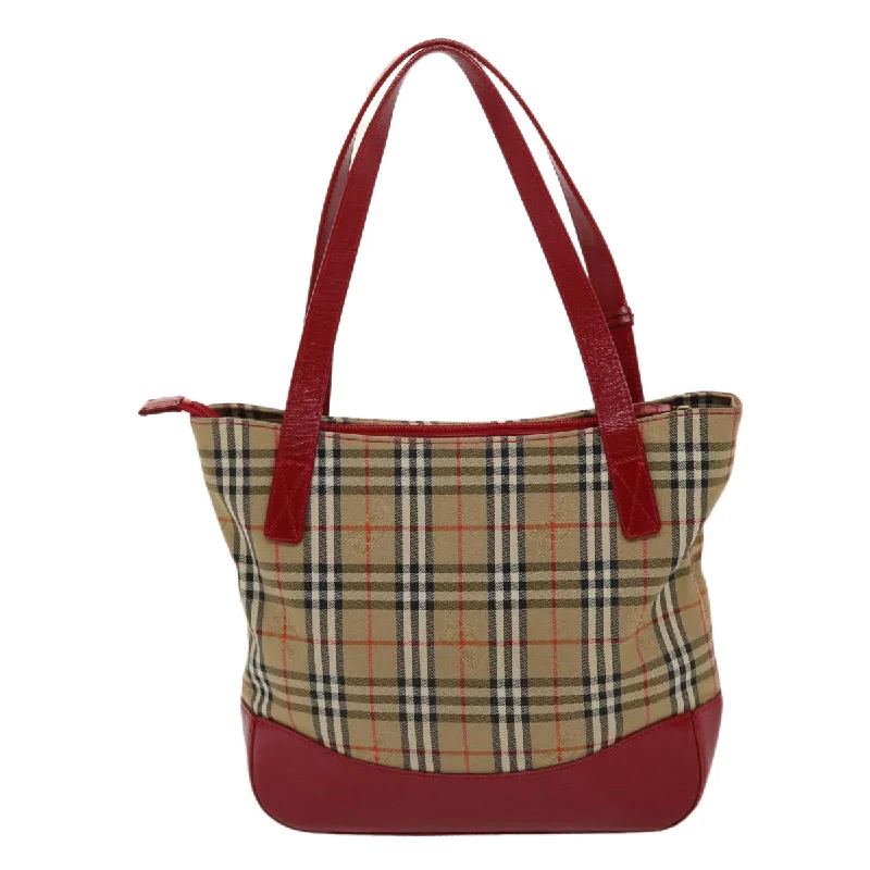 Compact and Portable Burberry Waist BagsBURBERRYSs Nova Check Shoulder Bag Canvas Leather Beige Red  49086