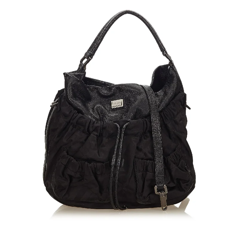 Minimalist Burberry Bags for a Sleek LookBurberry Black Nylon Fabric Plaid Hobo UNITED KINGDOM