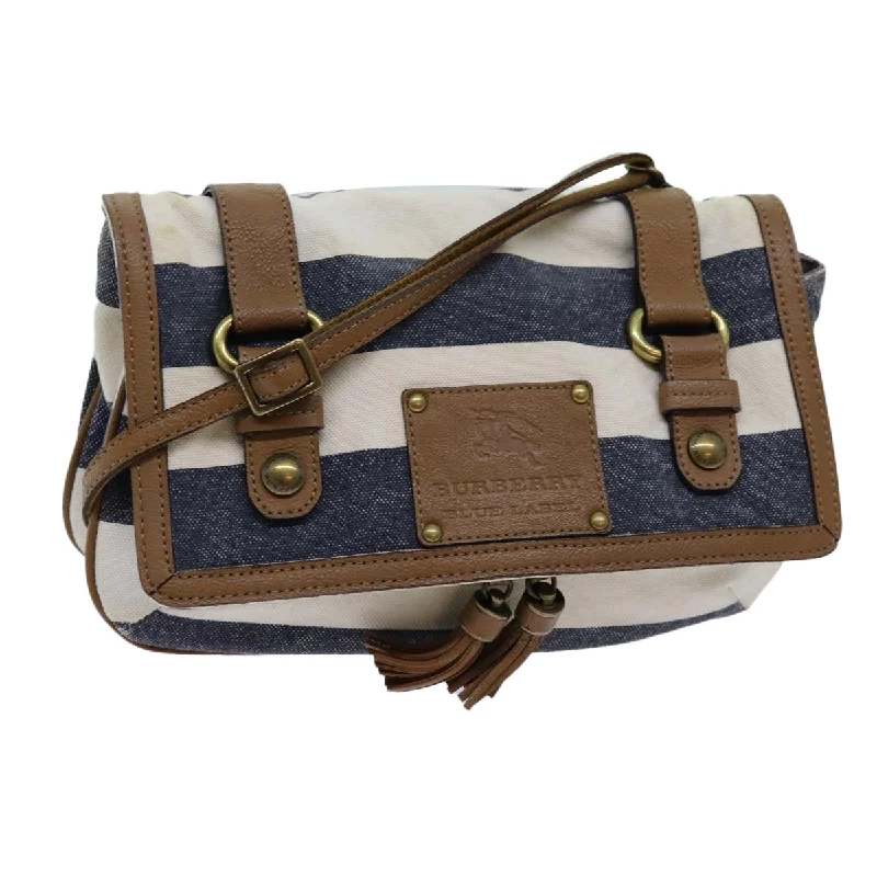 Travel - Approved Burberry Carry - on BagsBURBERRY Blue Label Shoulder Bag Canvas White Navy Brown Auth hk1266