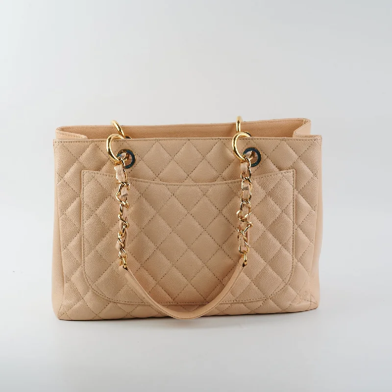 Chanel Designer Handbag with Unique DesignChanel Caviar Grand Shopping Tote GST Beige