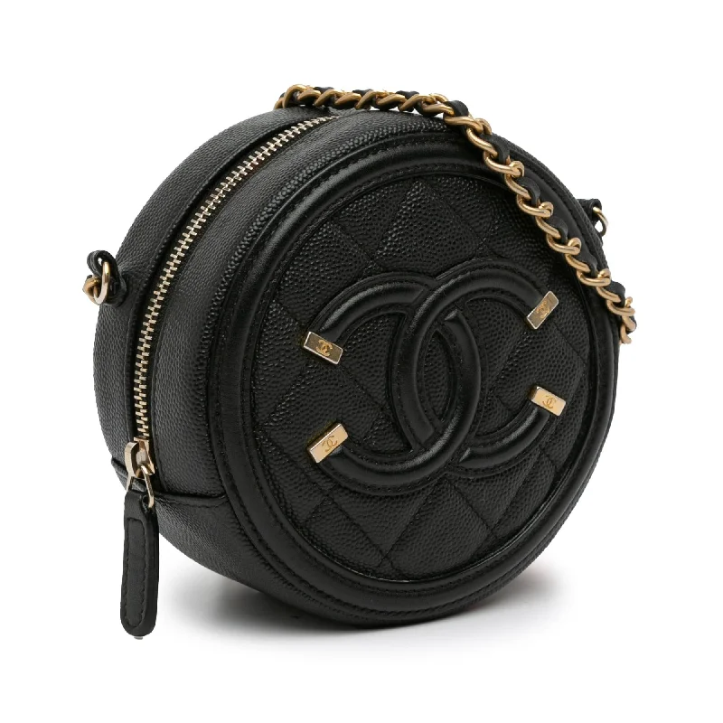 Chanel All - Match Handbag for Versatile StylingChanel Caviar CC Filigree Round Crossbody (bEzArR)