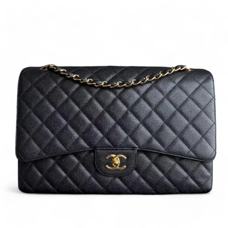 Chanel Black Handbag for Business MeetingsChanel Classic Flap Maxi - Caviar Single Flap 33CM Quilted Black Gold Hardware