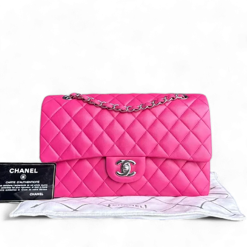 Chanel Luxury Handbag for High - End EventsChanel Classic Flap Medium Bag - Quilted Lambskin Hot Pink Silver Hardware Series 19