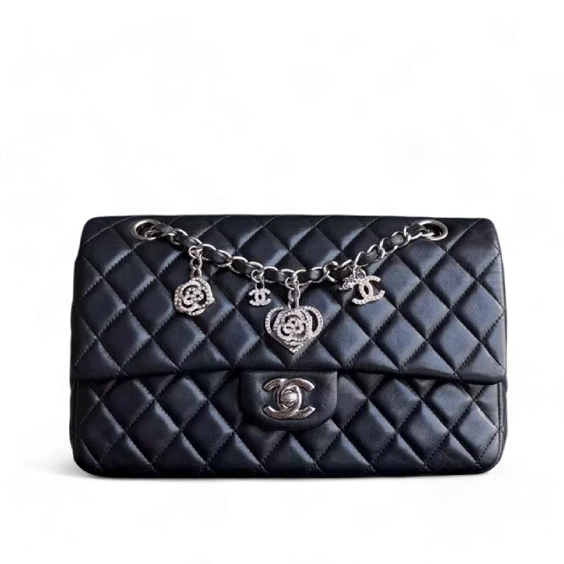 Chanel Luxury Handbag for High - End EventsChanel Classic Flap Medium Bag - Valentine Seasonal Edition Quilted Lambskin Black Golden Hardware Series 19