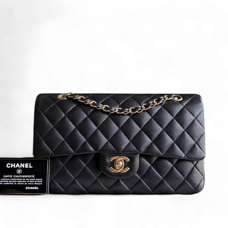 Chanel New Arrival Handbag with Gold HardwareChanel Classic Flap Medium - Lambskin 25CM Quilted Black Gold Hardware Series 15