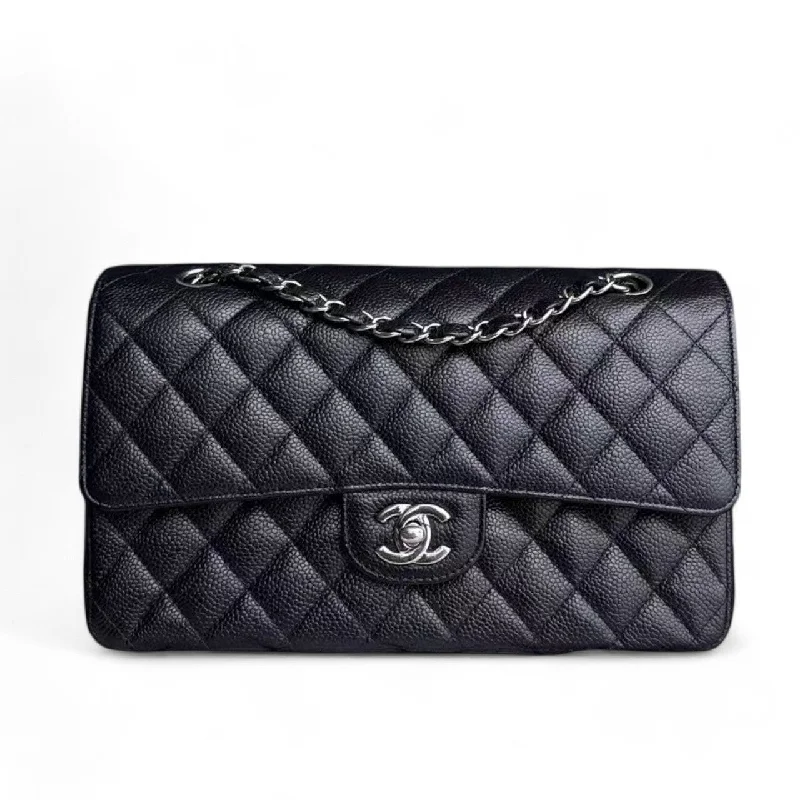 Chanel Black Handbag for Business MeetingsChanel Classic Flap Medium - Caviar Quilted 25CM Black Silver Hardware Series 18