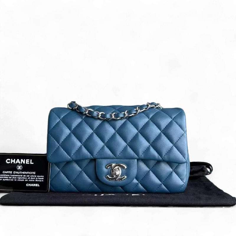 Chanel Vintage Inspired Handbag for Retro LoversChanel Classic Flap Mini - 20CM Rectangle Quilted Lambskin Dark Blue Silver Hardware