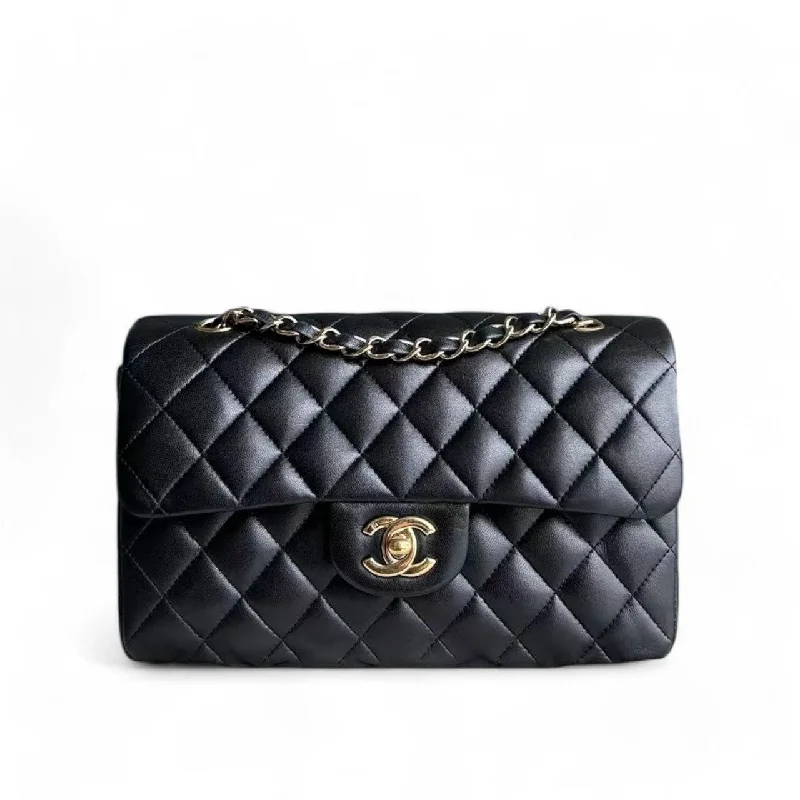 Chanel Quilted Leather Shoulder Bag for FashionistasChanel Classic Flap Small - 23CM Quilted Lambskin Black Gold Hardware Series 12