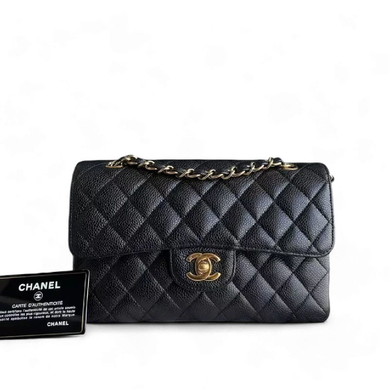 Chanel Vintage Inspired Handbag for Retro LoversChanel Classic Flap Small - Caviar 23CM Quilted Black 24K Gold Hardware Series 12