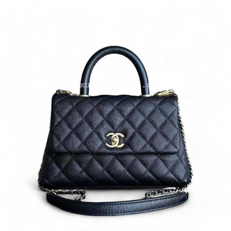 Chanel Black Handbag for Business MeetingsChanel Coco Handle Small - Caviar Quilted Black Gold Hardware Series 25