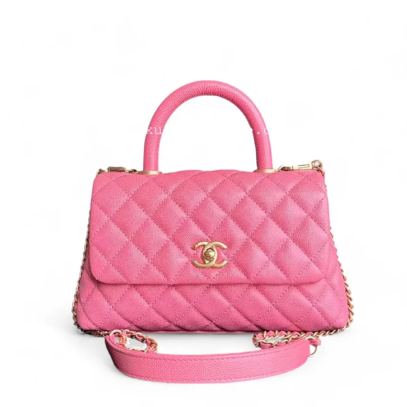 Chanel Colorful Handbag for Spring OutfitsChanel Coco Handle Small - Caviar Quilted Pink Gold Hardware Series 28