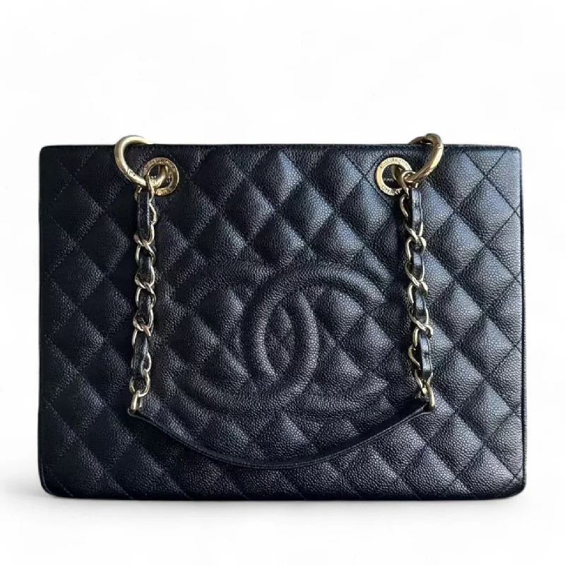 Chanel Black Handbag for Business MeetingsChanel GST Grand Shopping Tote - Caviar Quilted Black Gold Hardware