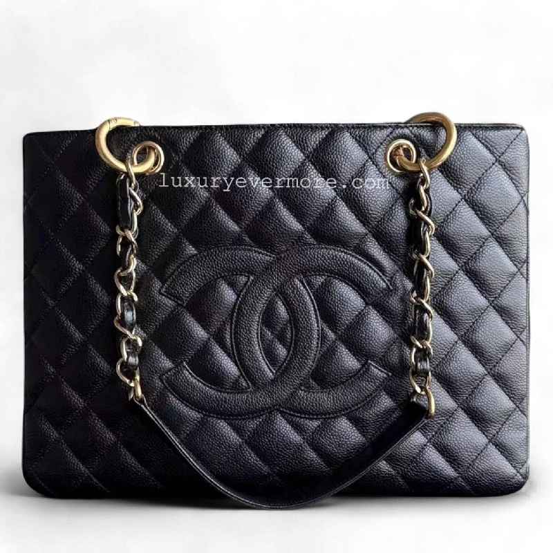 Chanel Luxury Handbag for High - End EventsChanel GST Grand Shopping Tote - Caviar Quilted Black Golden Hardware Series 11