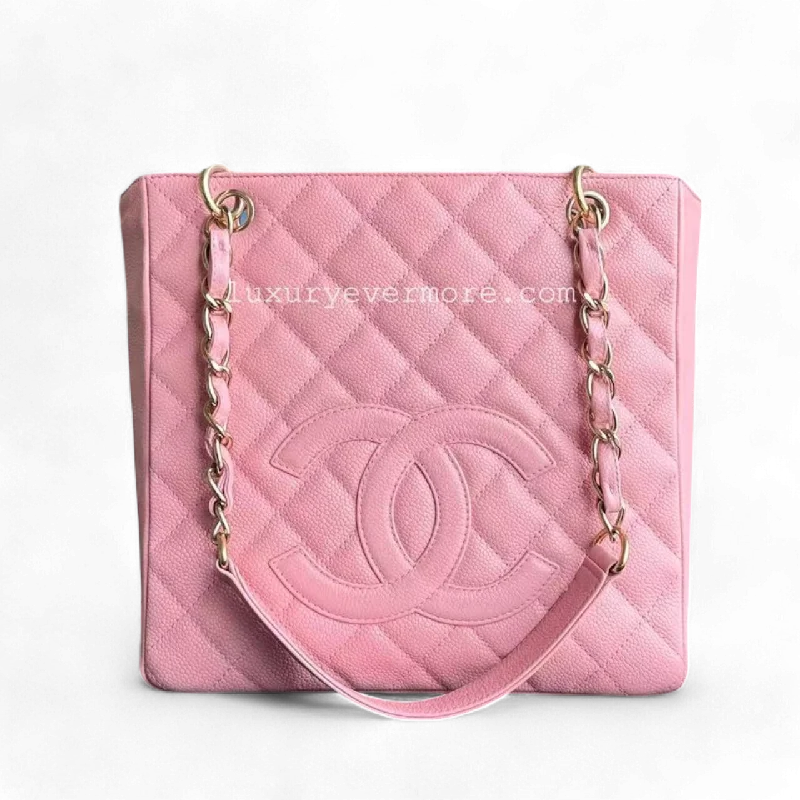 Chanel Designer Handbag with Unique DesignChanel PST Petite Shopping Tote - Caviar Pink Quilted Gold Hardware Series 8