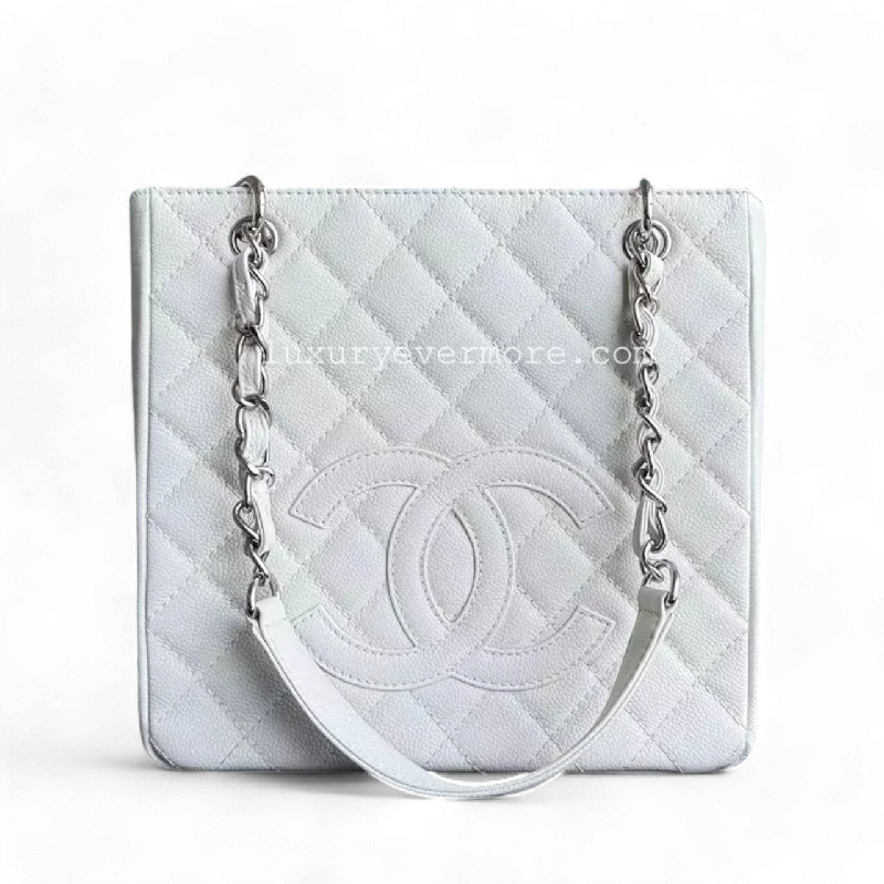 Chanel All - Match Handbag for Versatile StylingChanel PST Petite Shopping Tote - Caviar Quilted White Tote Bag Series 12