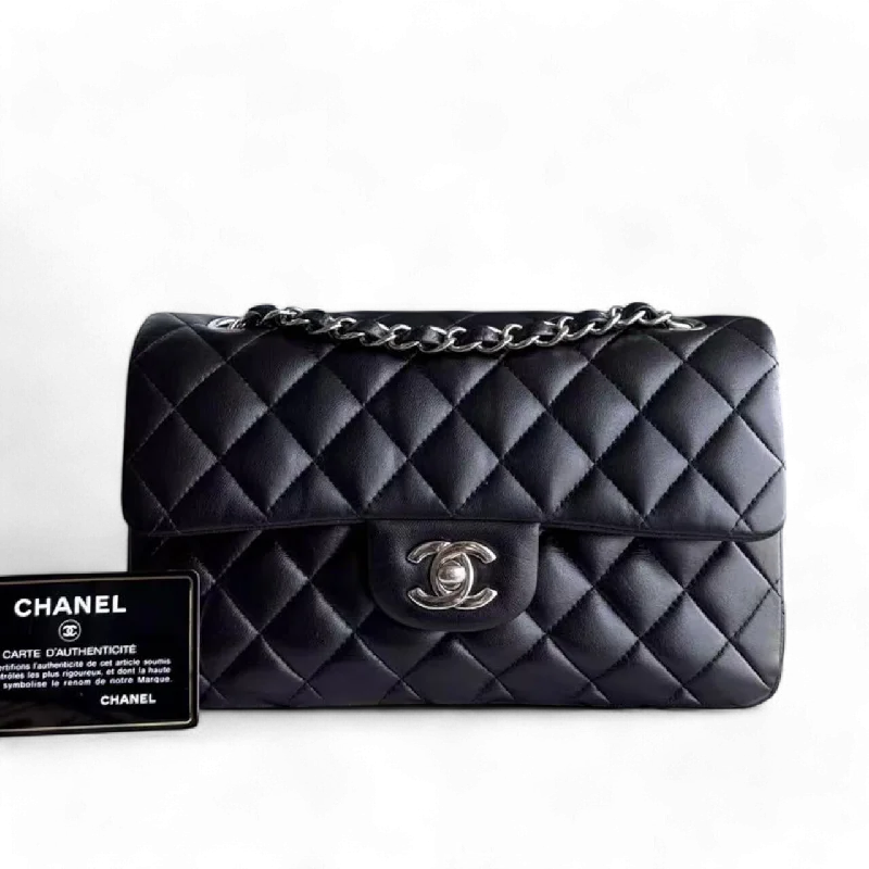 Chanel Vintage Inspired Handbag for Retro Lovers*Full Set, Receipt* Chanel Classic Flap Small - 23CM Quilted Lambskin Black Silver Hardware Series 27