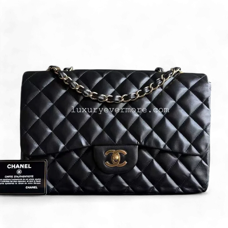 Chanel Limited Edition Handbag for CollectorsChanel Classic Flap Jumbo - Single Flap Quilted Lambskin Black Golden Harware Series 11