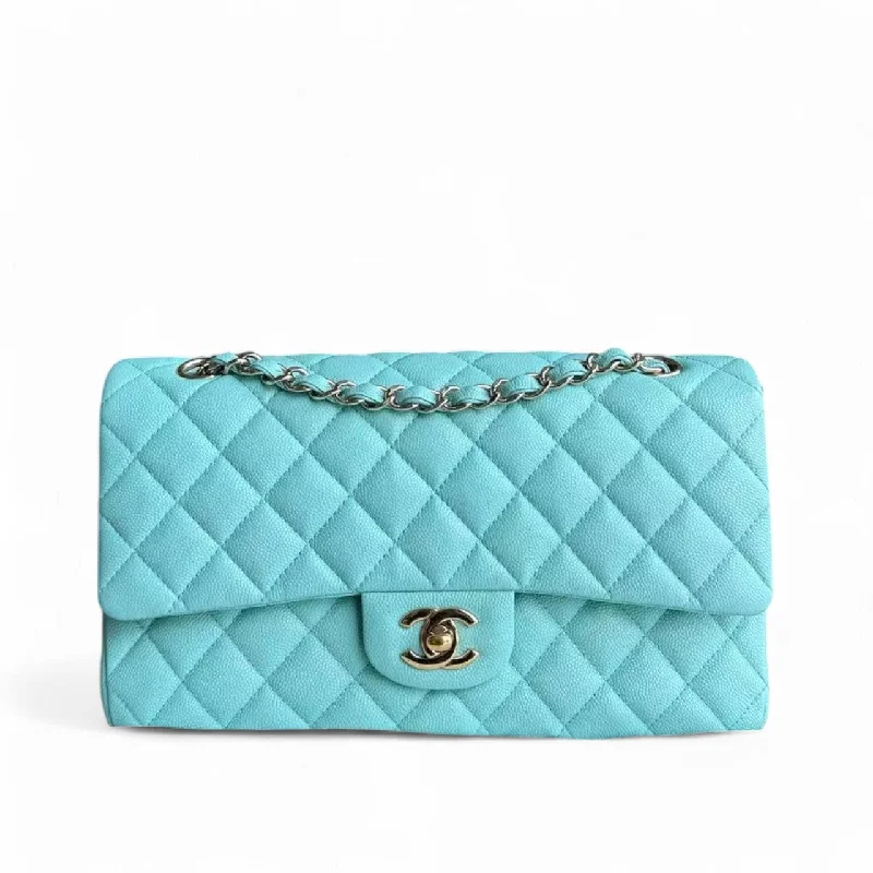 Chanel Black Handbag for Business Meetings*Rare* Chanel Classic Flap Medium - Caviar 25CM Quilted Tiffany Blue Gold Hardware Series 27