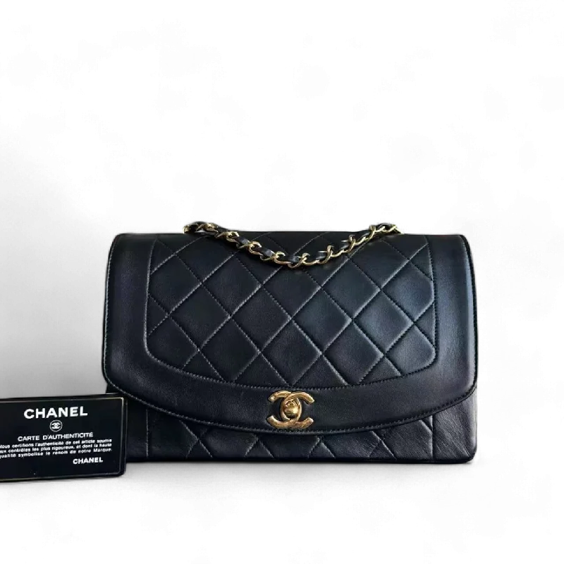 Chanel Medium Tote Bag for Office LadiesChanel Diana Bag Vintage Quilted Lambskin Black Golden Hardware Series 2