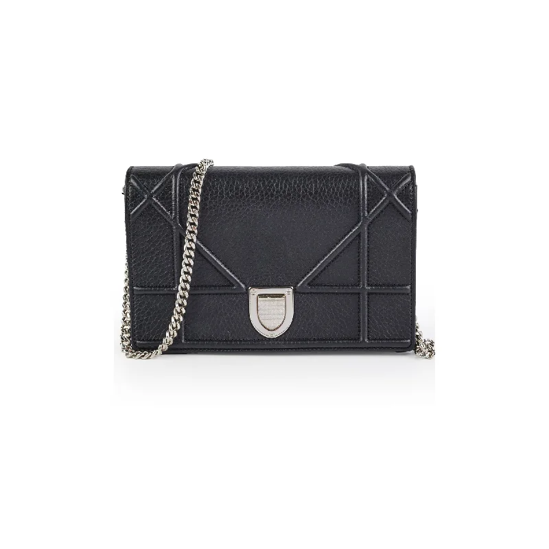 Luxury Christian Dior crossbody bags with a chain - link strapChristian Dior Diorama Black Wallet On Chain