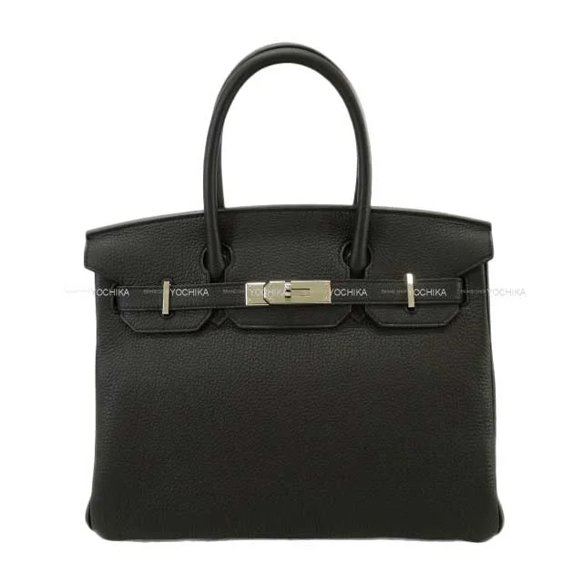 Functional Hermes Roulis Bags with Multiple CompartmentsHERMES Handbag Birkin30 Noir (Black) Veau Togo Silver HW Stamp