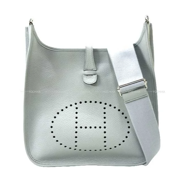 Hermes Bags with Adjustable Shoulder and Crossbody StrapsHERMES Shoulder bag Evelyne 29 PM Bleu Pale Taurillon Clemence Silver HW Stamp B[ALMOST NEW][Authentic]