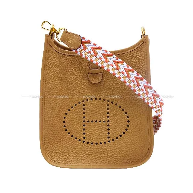 Faux Fur - Trimmed Hermes Bags for Winter SophisticationHERMES Shoulder bag Evelyne 16 TPM Amazon Sangles Allegro Biscuit/Cornaline/Gold/Blanc (White) Taurillon Clemence Gold HW Stamp U[EXCELLENT][Authentic]