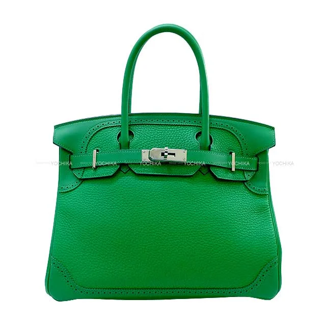 Travel - Approved Hermes Carry - on Bags with TSA - Friendly FeaturesHERMES Handbag Birkin30 Ghillies Bambou Veau Togo/Veau Swift Silver HW Stamp