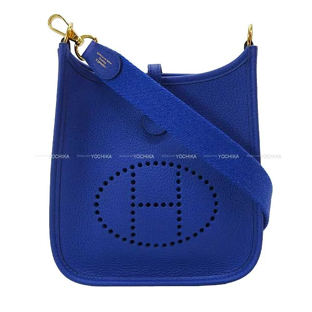 Soft - Handled Hermes So Kelly Bags for a Feminine TouchHERMES Shoulder bag Evelyne 16 TPM Bleu Royal Taurillon Clemence Gold HW Stamp U[EXCELLENT][Authentic]