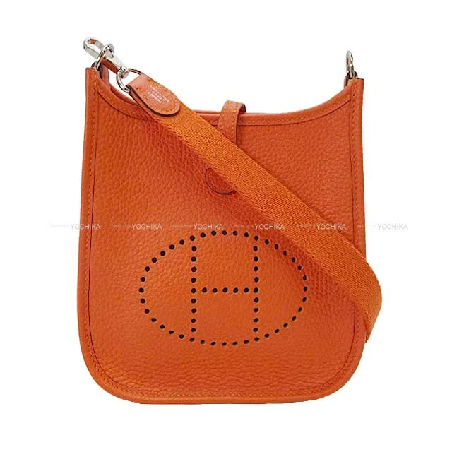 Ergonomic Hermes Etain Bags for Comfortable CarryingHERMES Shoulder bag Evelyne 16 TPM Feu Orange Taurillon Clemence Silver HW Stamp U[EXCELLENT][Authentic]