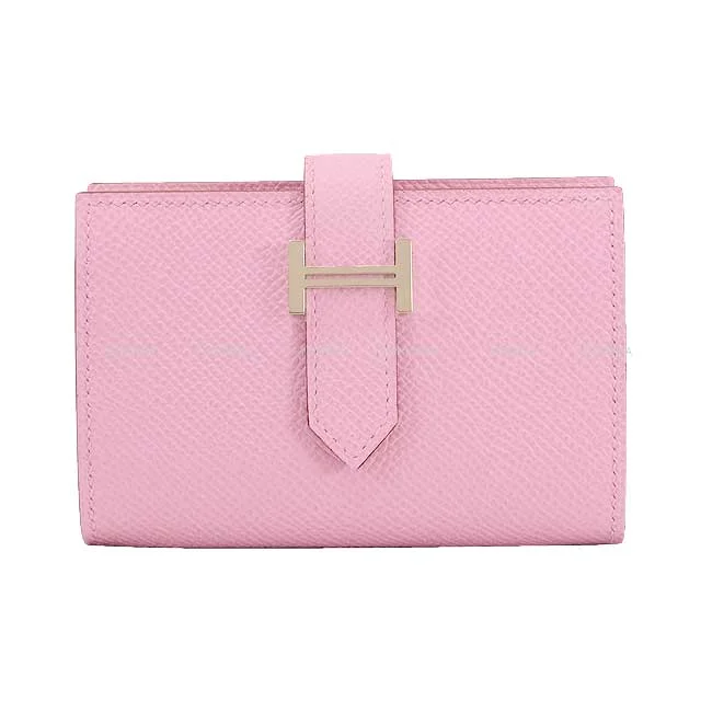 Exquisite Hermes Picotin Bags for Everyday EleganceHERMES Bi-fold wallet Bearn Mini Card holder With Coin purse Mauve sylvestre Veau Epsom Silver HW Stamp