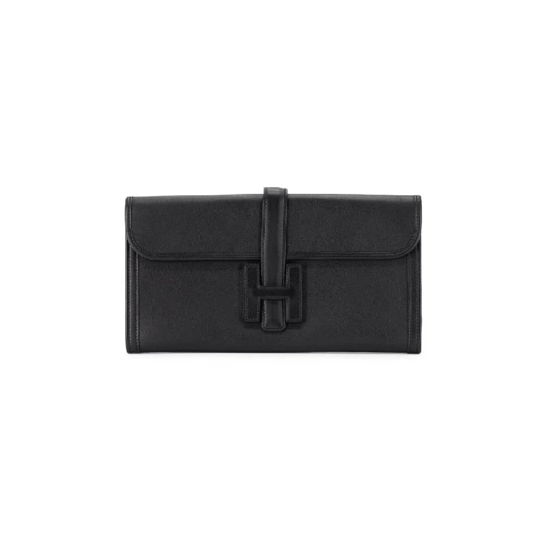 Stylish Hermes Kelly Bags with Custom - Engraved PlatesHermes Jige Clutch Black 29 - X Stamp