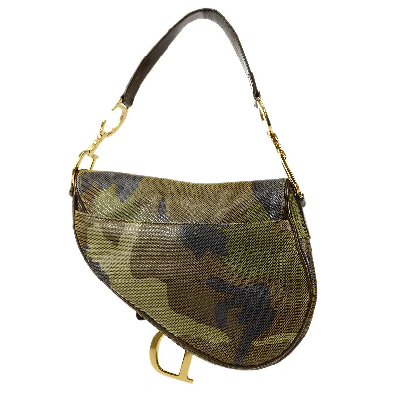 Christian Dior handbags with a snap - button closure and a decorative buckleCHRISTIAN DIOR 2000 Saddle Bag Medium Camouflage 67188