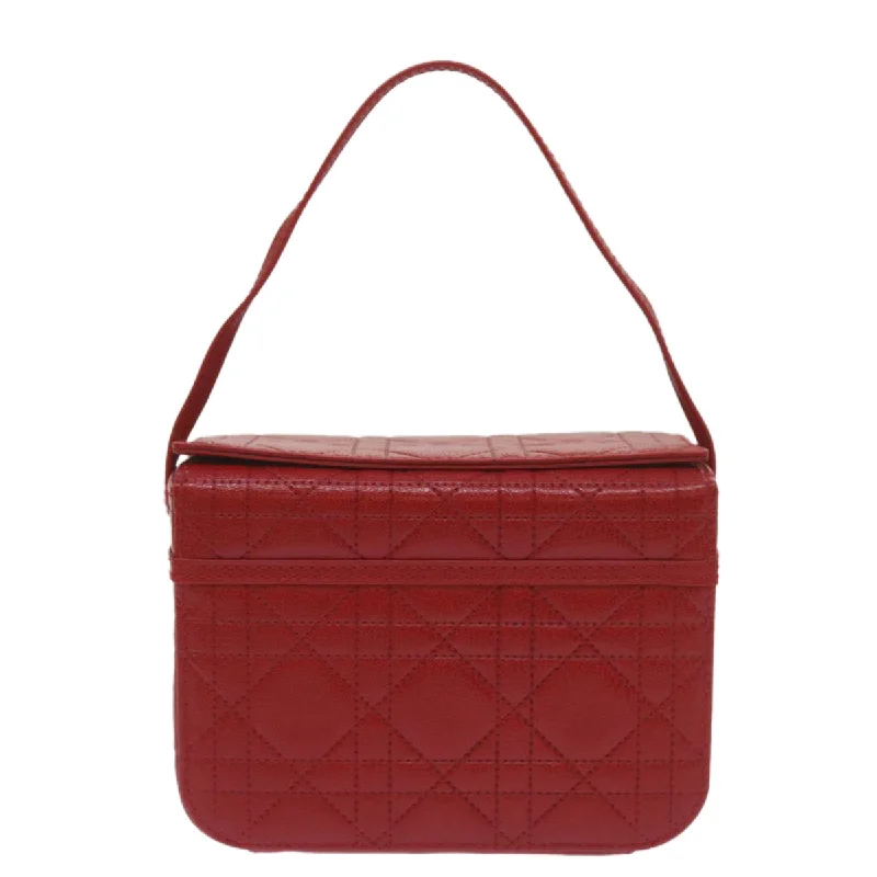 Christian Dior bags with a quilted pattern and gold - toned hardwareCHRISTIAN DIOR Canage Vanity Cosmetic Pouch Leather Red Auth hk1134