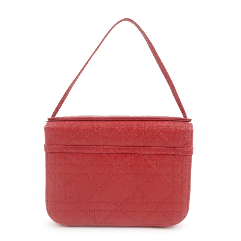 Christian Dior crossbody bags with a front - flap pocket for easy accessChristian Dior Cannage Leather Vanity Bag Hand Bag Red