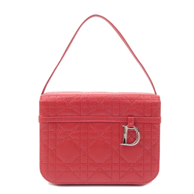 Christian Dior backpacks with a sleek, minimalist silhouetteChristian Dior Cannage Leather Vanity Bag Hand Bag Red