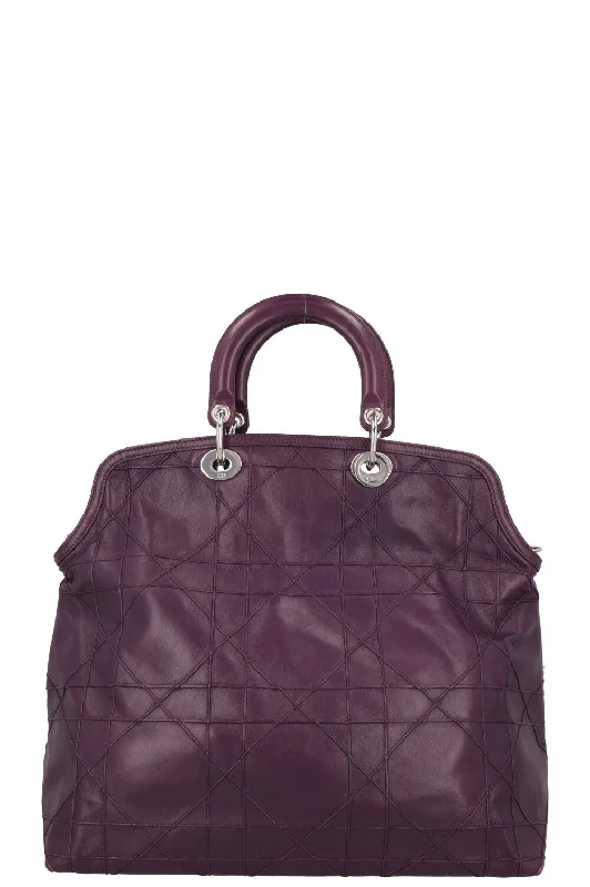 Christian Dior crossbody bags with a front - flap pocket for easy accessCHRISTIAN DIOR Granville Cannage Tote Bag Purple