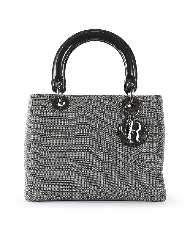 Christian Dior crossbody bags with a front - flap pocket for easy accessCHRISTIAN DIOR Grey Canvas Lady Dior Tote Bag