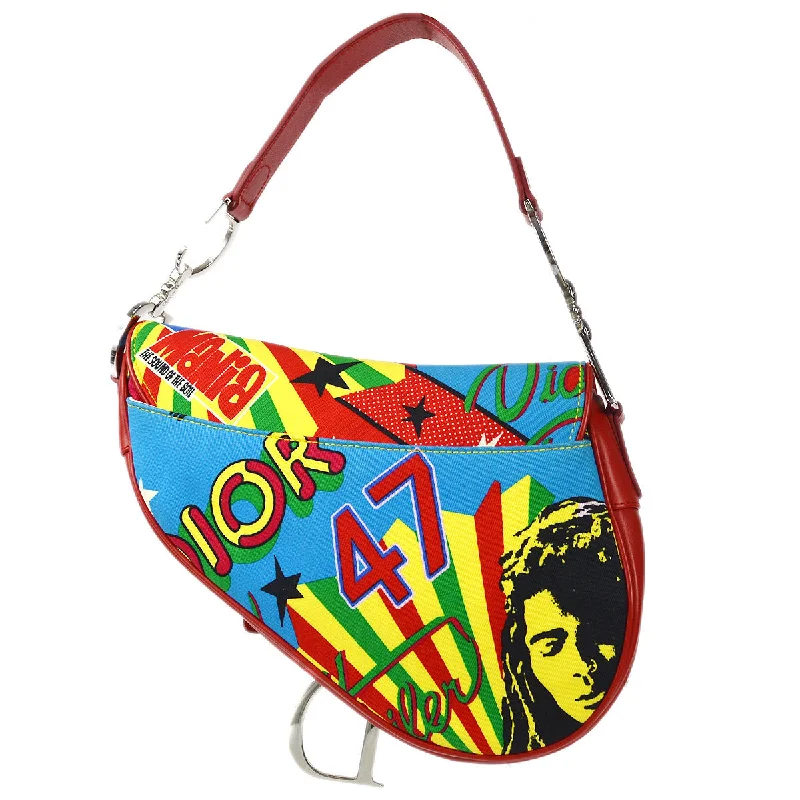 Christian Dior tote bags with a printed Dior logo on the frontCHRISTIAN DIOR * Mania Saddle Handbag Multicolor 98081