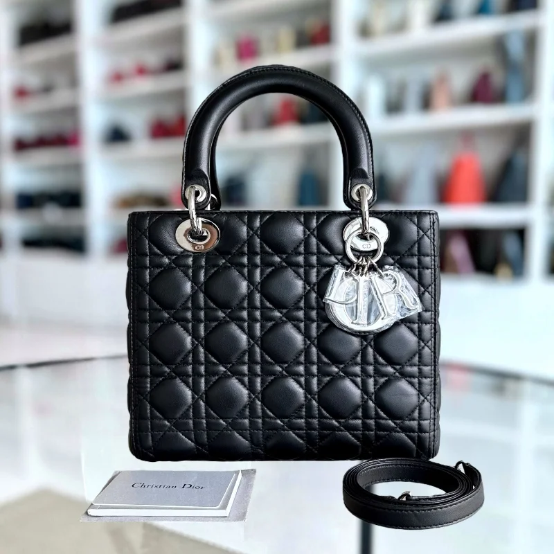 Trendsetting Christian Dior crossbody bags with a colorful strapLady Medium Cannage Lambskin Black SHW