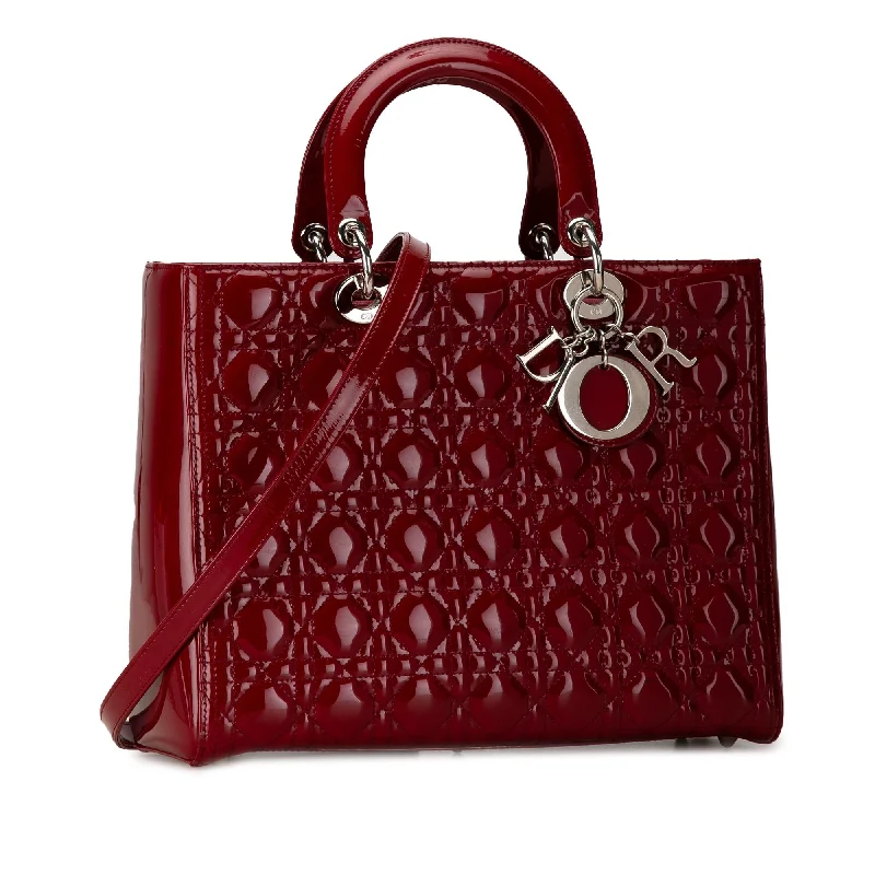 Christian Dior bags with a quilted pattern and gold - toned hardwareDior Large Patent Cannage Lady Dior (CWEdfR)