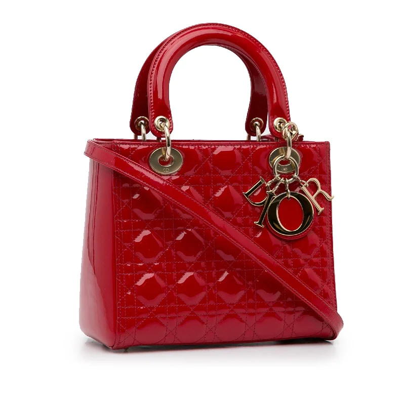 Christian Dior handbags with a snap - button closure and a decorative buckleDior Medium Patent Cannage Lady Dior (isb2sh)