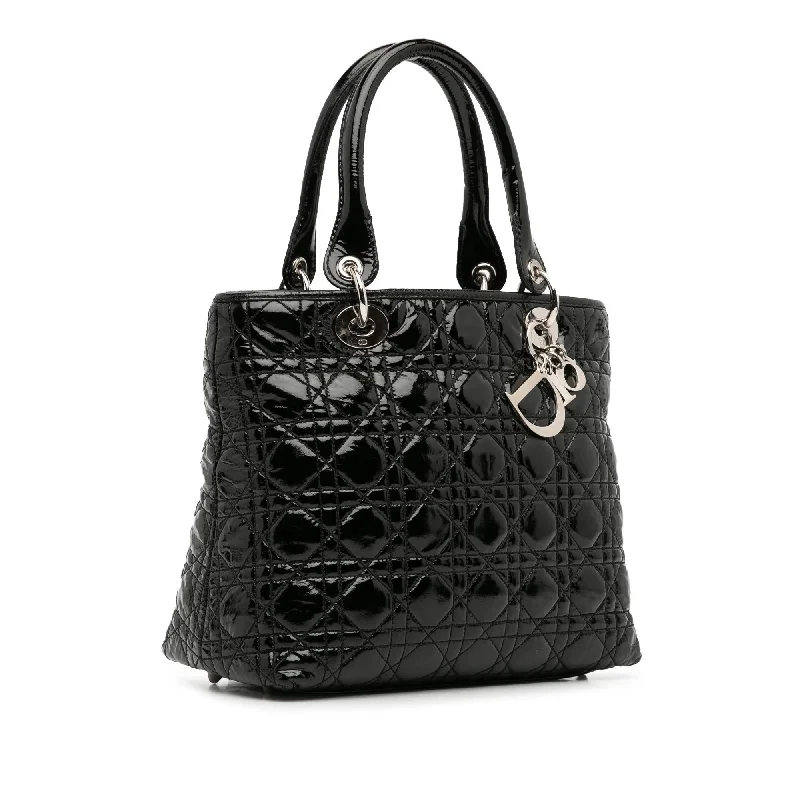 Christian Dior bags with a quilted pattern and gold - toned hardwareDior Medium Patent Cannage Lady Dior Soft Shopping Tote (l67PuF)