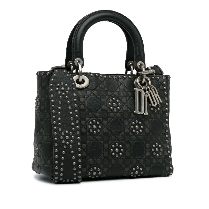 Christian Dior Saddle bags with a studded trim for a bold lookDior Medium Studded Cannage Supple Lady Dior (SMh9P5)