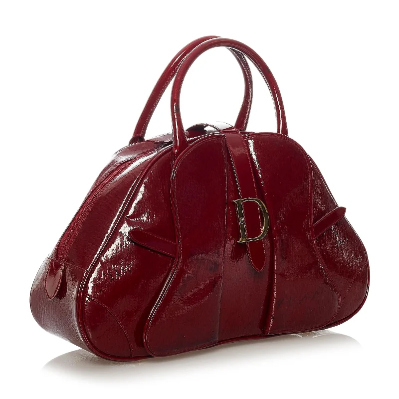 Christian Dior crossbody bags with a front - flap pocket for easy accessDior Patent Leather Saddle Dome Handbag (SHG-28563)