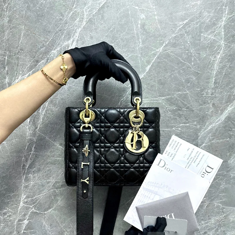 Christian Dior Saddle bags with a studded trim for a bold look*Full Set* Lady Small ABC Lambskin MyABC Black GHW