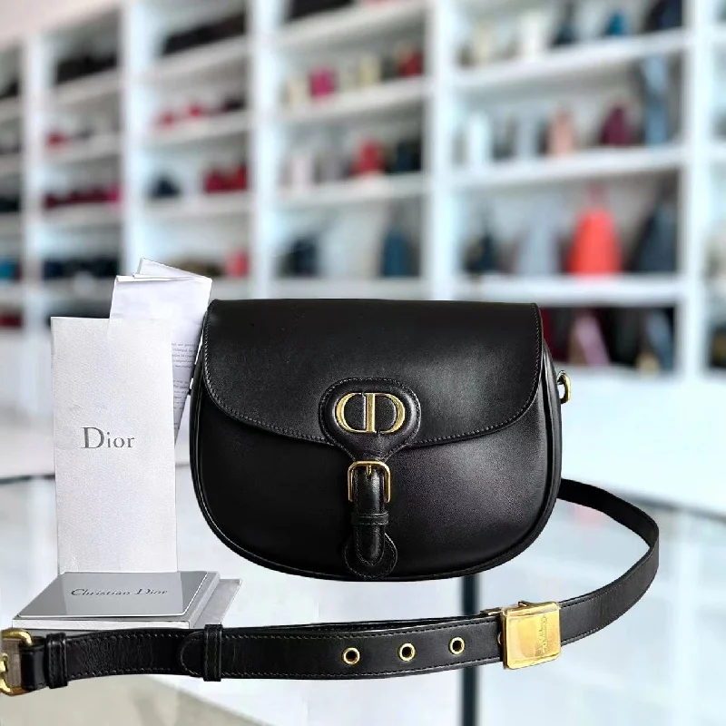 Trendsetting Christian Dior crossbody bags with a colorful strap*Full Set, Receipt* Bobby Medium Smooth Calfskin Black GHW