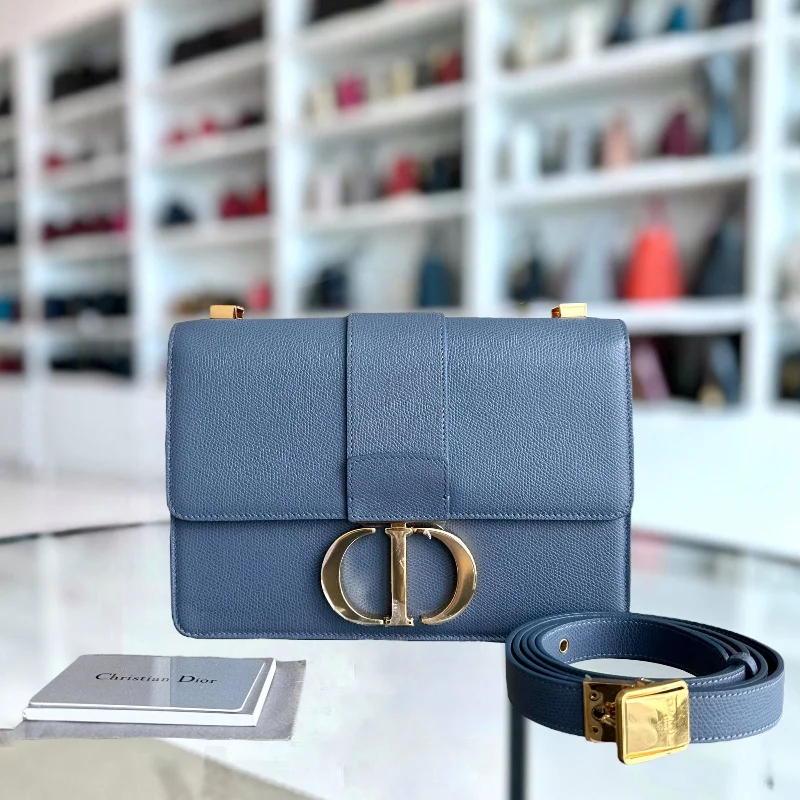 Christian Dior crossbody bags with a front - flap pocket for easy access*Grained Calf* Montainge 30 Grained Calfskin Medium Blue Shoulder Bag GHW