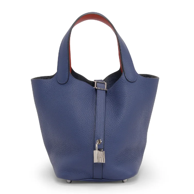 Hermes Bags with Interior Dividers and OrganizersHermes Bleu Brighton & Capucine Clemence Picotin Lock 18