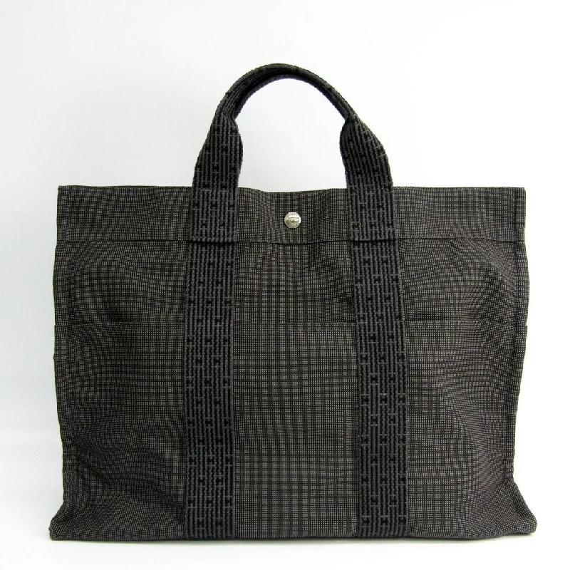 Functional Hermes Roulis Bags with Multiple CompartmentsHermes Gray Canvas Herline MM Tote (SHA-14213)